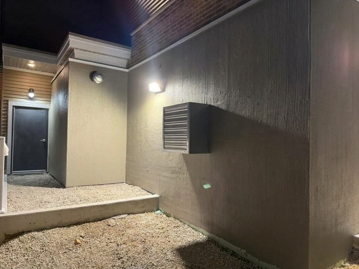 Finished Insulcrette coating on the same exterior wall